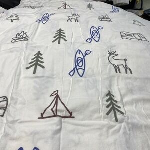 Tribal Camp Theme 100% Cotton King Sheet‎ Set Deer Trees Tent Campfire Soft Cozy
